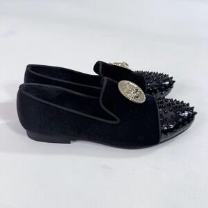 Harpelunde Shoes Mens Size 12 Black Spiked Lion Medallion Slip On Dress Oxford